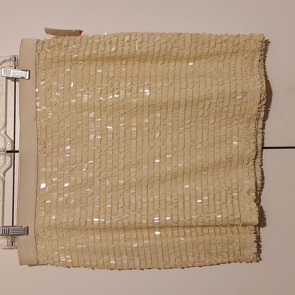 Joe Fresh Cream Colored Sequin Paillets Covered Mini Skirt Size Large - Picture 2 of 16